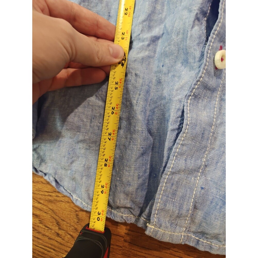 Tommy Bahama Men’s Large Blue Linen Long Sleeve Button-Up Shirt Pockets - Picture 4 of 7